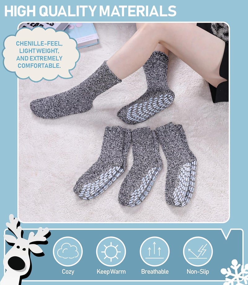 Yebing Store Non Slip Hospital Socks for Women with Grips Fuzzy Cozy Anti Skid Slipper Socks Winter Warm Soft Fluffy Sleep Socks - Image 5